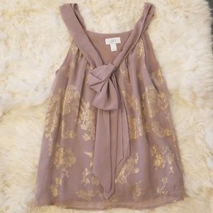 Beautiful LOFT metallic gold floral blouse